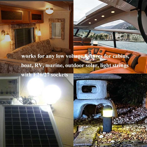 48v DC-Direct 4 Pack LED Bulbs - 10v to 60v for 12v / 24v / 36v / 48v Systems - Inclusive Inc