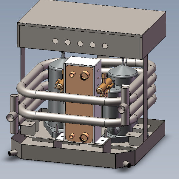 4I Marine 48v / 24v DC Water Chiller - Water-to-Water Titanium Heat Exchanger for Boats, Yachts, Waterfront, Island, or Solar Geothermal Homes - Inclusive Inc